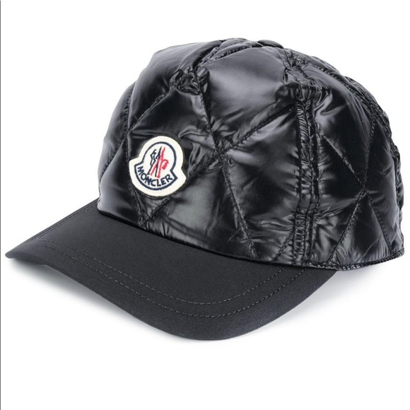 💯 Authentic RARE MONCLER Quilted Puffer Down Black Ball Cap Hat - Picture 2 of 15